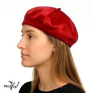 Red Velvet Beret Satiny Smooth Retro Style Hat One Size Fits Most – Hey Viv